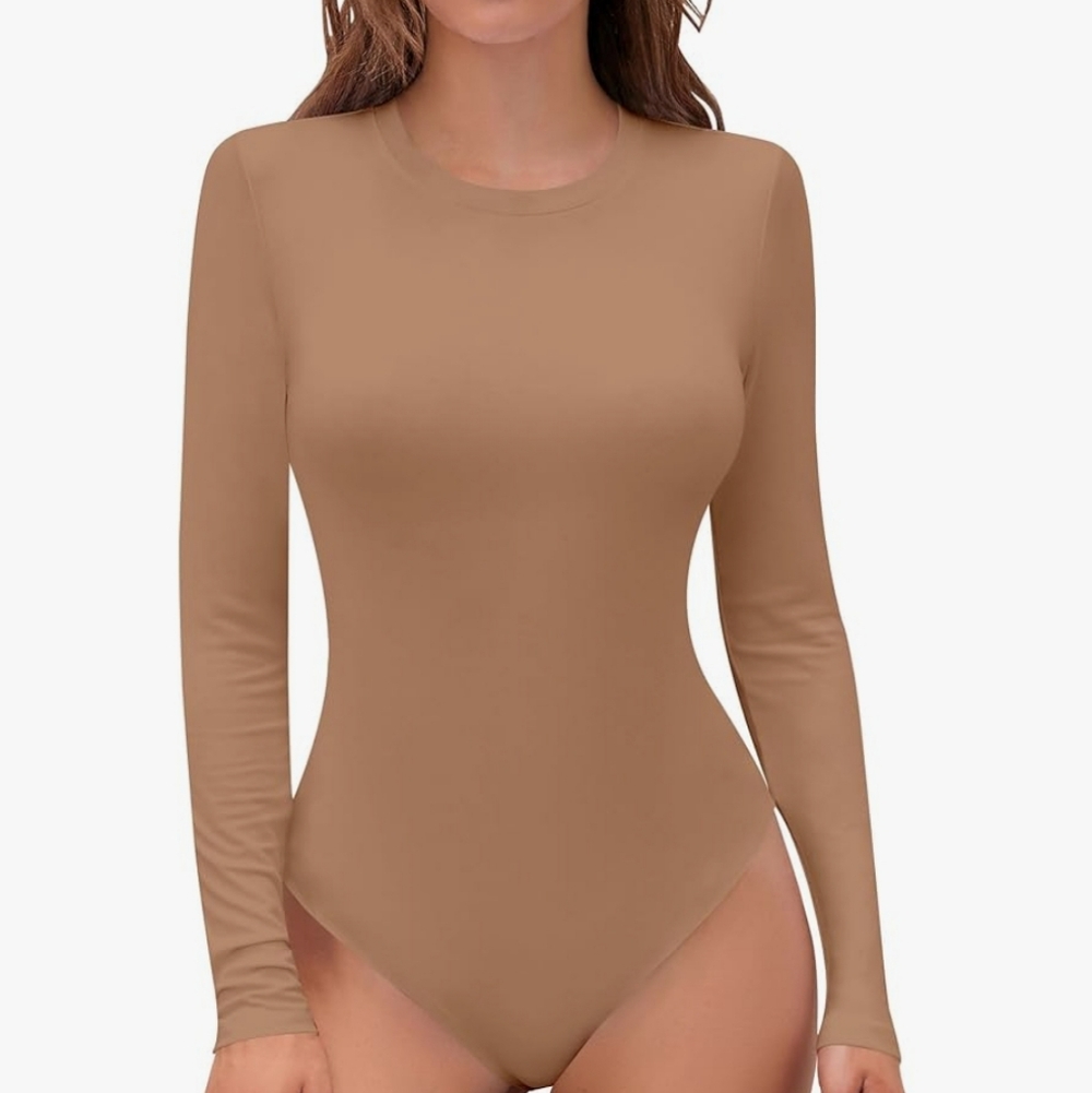 Tan Long Sleeve Bodysuit